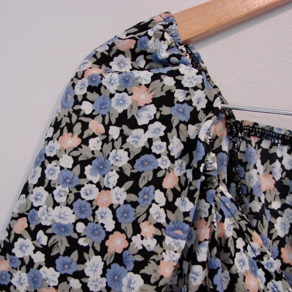 Floral Tie Front Wrap Blouse SHEIN Curve Lavender Purple Pink Black Plus 4XL 4X - Picture 5 of 12